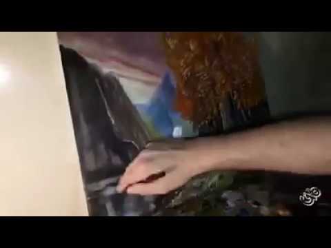 landscape  drawing with oil ზეთით ხატვა.пейзаж  рисование маслом